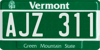 VT license plate AJZ311