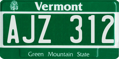 VT license plate AJZ312