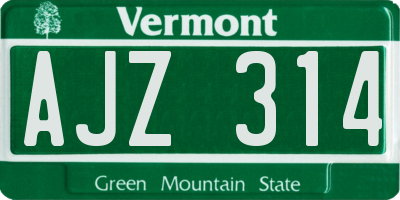 VT license plate AJZ314