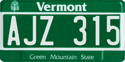 VT license plate AJZ315