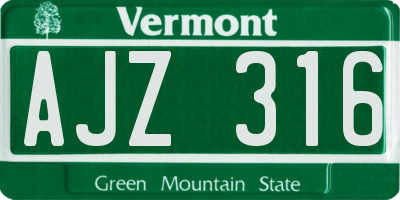 VT license plate AJZ316