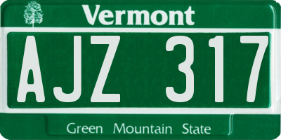 VT license plate AJZ317