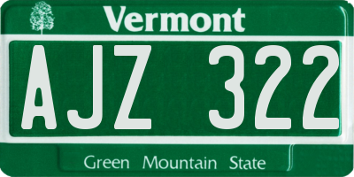 VT license plate AJZ322