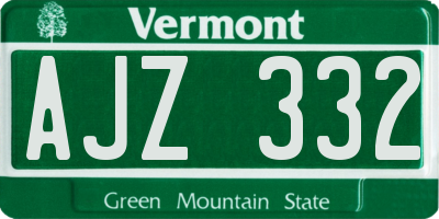 VT license plate AJZ332