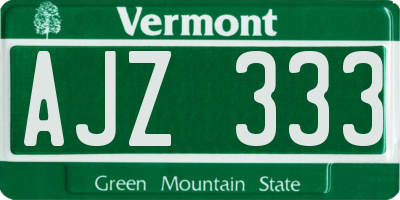 VT license plate AJZ333