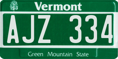 VT license plate AJZ334