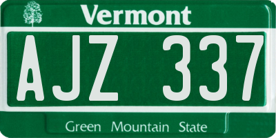 VT license plate AJZ337
