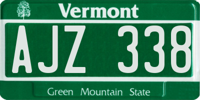 VT license plate AJZ338
