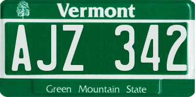 VT license plate AJZ342