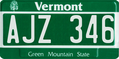 VT license plate AJZ346