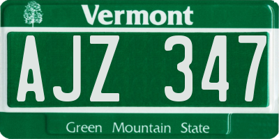 VT license plate AJZ347