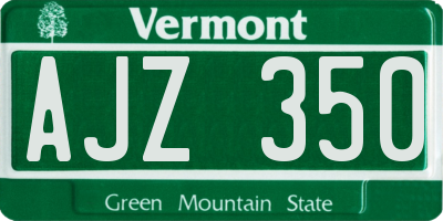 VT license plate AJZ350