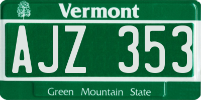 VT license plate AJZ353