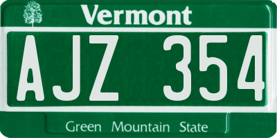 VT license plate AJZ354