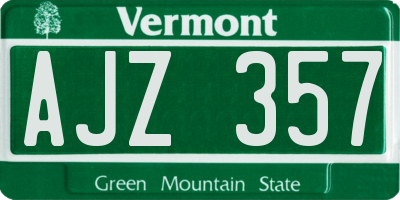 VT license plate AJZ357