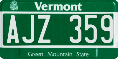 VT license plate AJZ359