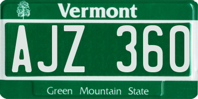 VT license plate AJZ360
