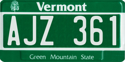 VT license plate AJZ361