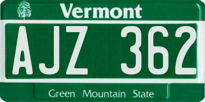 VT license plate AJZ362