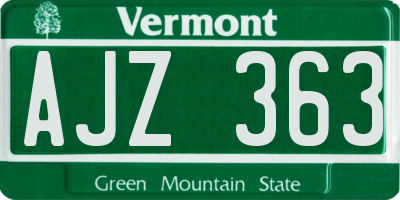 VT license plate AJZ363