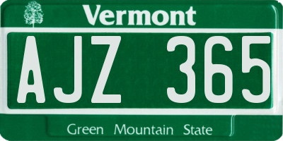 VT license plate AJZ365