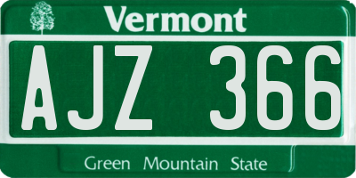 VT license plate AJZ366