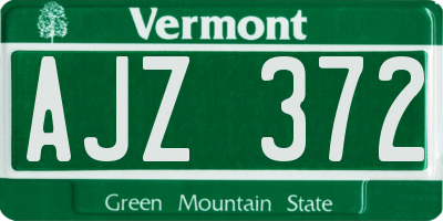 VT license plate AJZ372
