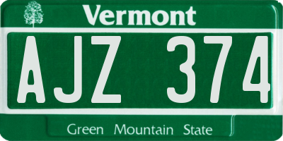 VT license plate AJZ374