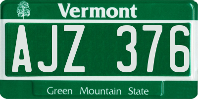 VT license plate AJZ376