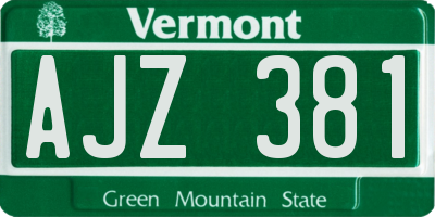 VT license plate AJZ381