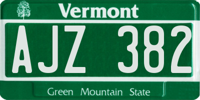 VT license plate AJZ382