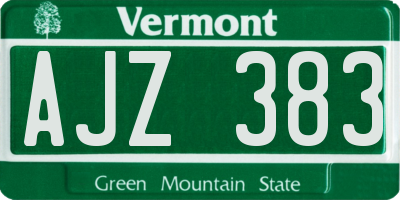 VT license plate AJZ383