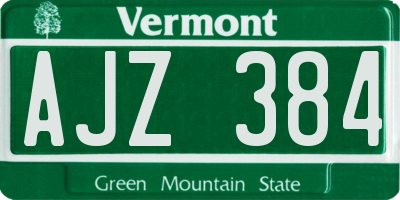 VT license plate AJZ384