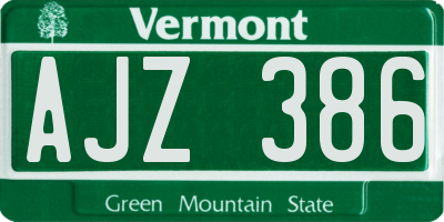 VT license plate AJZ386