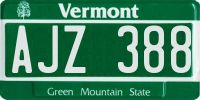VT license plate AJZ388