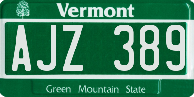 VT license plate AJZ389