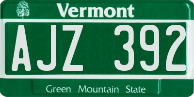 VT license plate AJZ392