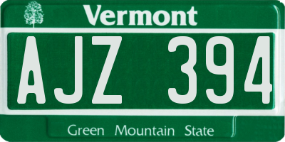 VT license plate AJZ394