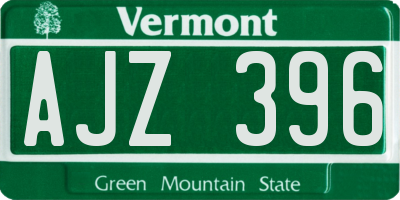 VT license plate AJZ396