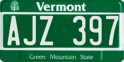 VT license plate AJZ397