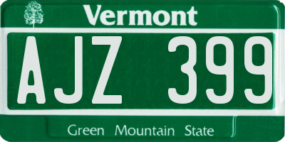 VT license plate AJZ399
