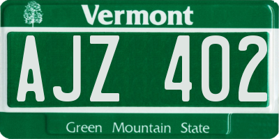 VT license plate AJZ402