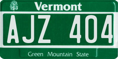 VT license plate AJZ404