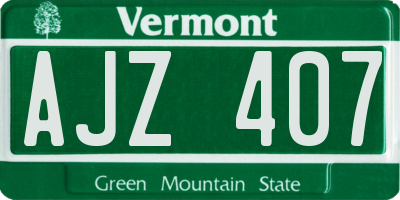 VT license plate AJZ407