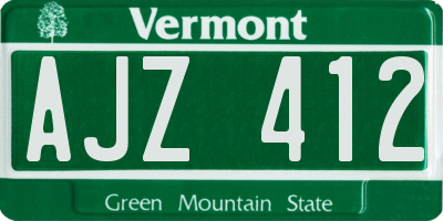 VT license plate AJZ412