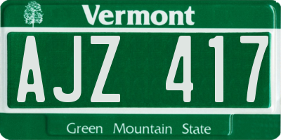 VT license plate AJZ417