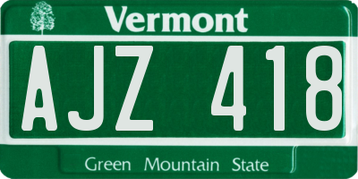 VT license plate AJZ418