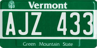 VT license plate AJZ433