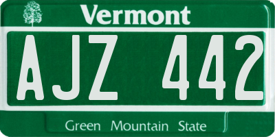 VT license plate AJZ442