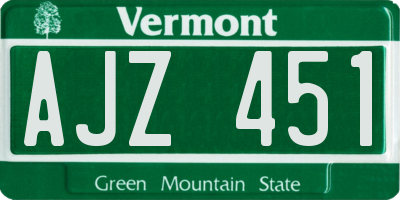 VT license plate AJZ451